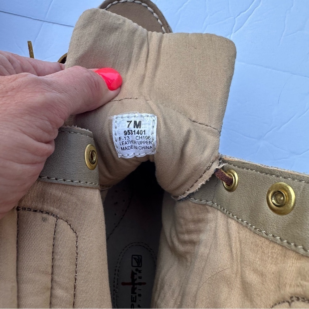 Sperry Hikerfish Women's Linen Leather Sparkle Suede Boots 7M Tan Gold - Picture 7 of 7